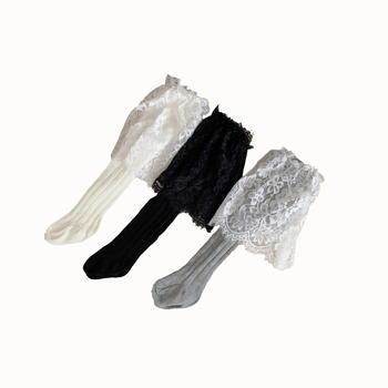 Παιδικές κάλτσες-φούστα με δαντέλα και σχέδιο bamboo-joint, ψηλή μέση, ύφασμα από βαμβάκι-μίγμα (85% βαμβάκι), άνοιξη-φθινόπωρο, χωρίς άνοιγμα στις περιοχές, σε κορεατικό στυλ, για παιδιά 3–8 ετών