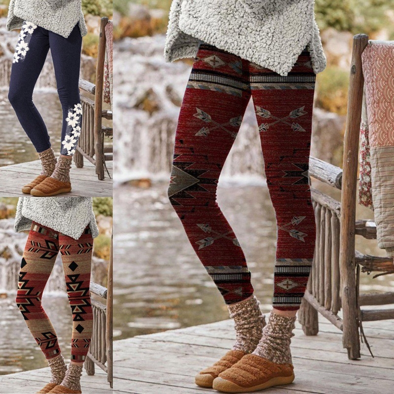 Moterų marginti pieno šilko legins, vidutinio svorio, pieštuko kirpimas, poliesterio mišinys 30–50%