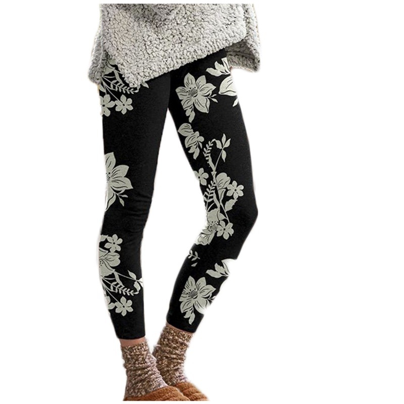 Moterų marginti pieno šilko legins, vidutinio svorio, pieštuko kirpimas, poliesterio mišinys 30–50%