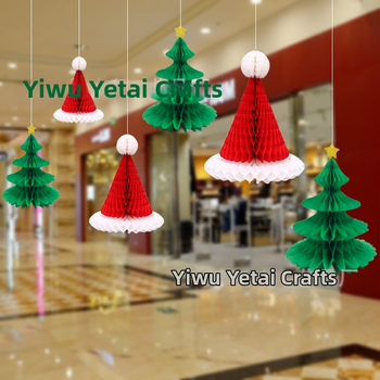 Коледна хартиена топка с медена пита, висяща украса за коледното дърво; офсетово печатане; полуавтоматично производство; лицензиран частен етикет