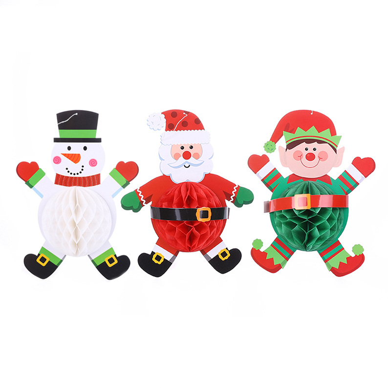 Коледна хартиена топка с медена пита, висяща украса за коледното дърво; офсетово печатане; полуавтоматично производство; лицензиран частен етикет