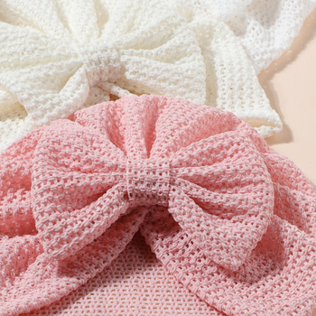 Baba bordázott kötött sapka masnival – poliéster, téli szezon, felső nélkül, légáteresztő napvédő sapka, friss és édes stílus