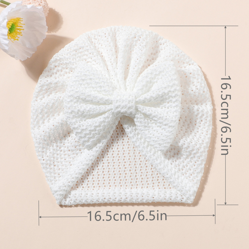 Baba bordázott kötött sapka masnival – poliéster, téli szezon, felső nélkül, légáteresztő napvédő sapka, friss és édes stílus