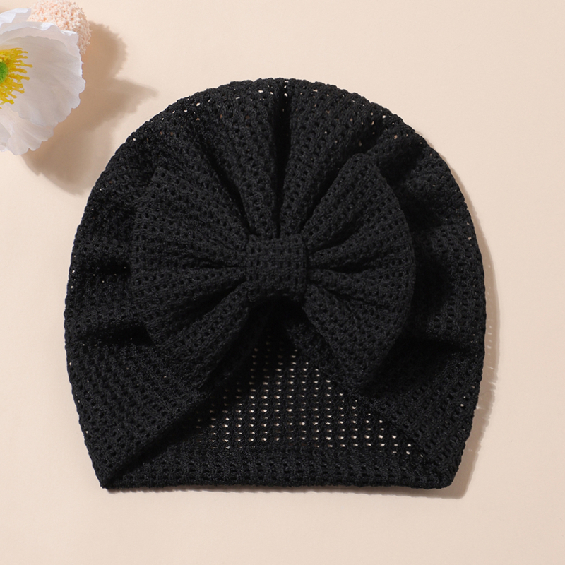 Baba bordázott kötött sapka masnival – poliéster, téli szezon, felső nélkül, légáteresztő napvédő sapka, friss és édes stílus