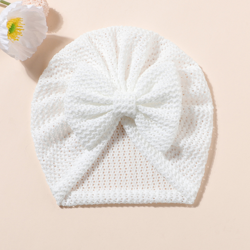 Baba bordázott kötött sapka masnival – poliéster, téli szezon, felső nélkül, légáteresztő napvédő sapka, friss és édes stílus