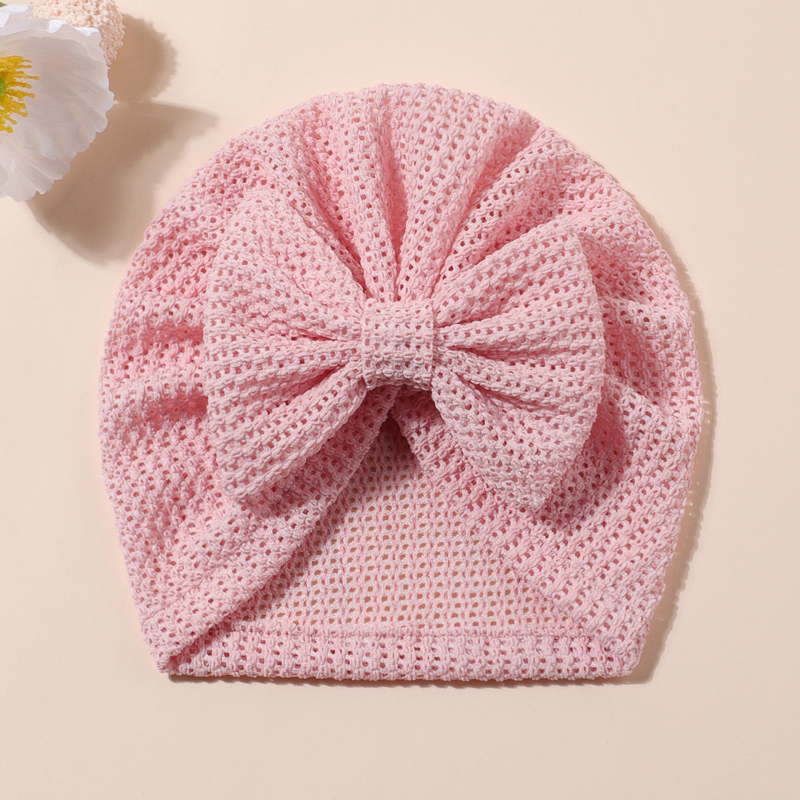 Baba bordázott kötött sapka masnival – poliéster, téli szezon, felső nélkül, légáteresztő napvédő sapka, friss és édes stílus