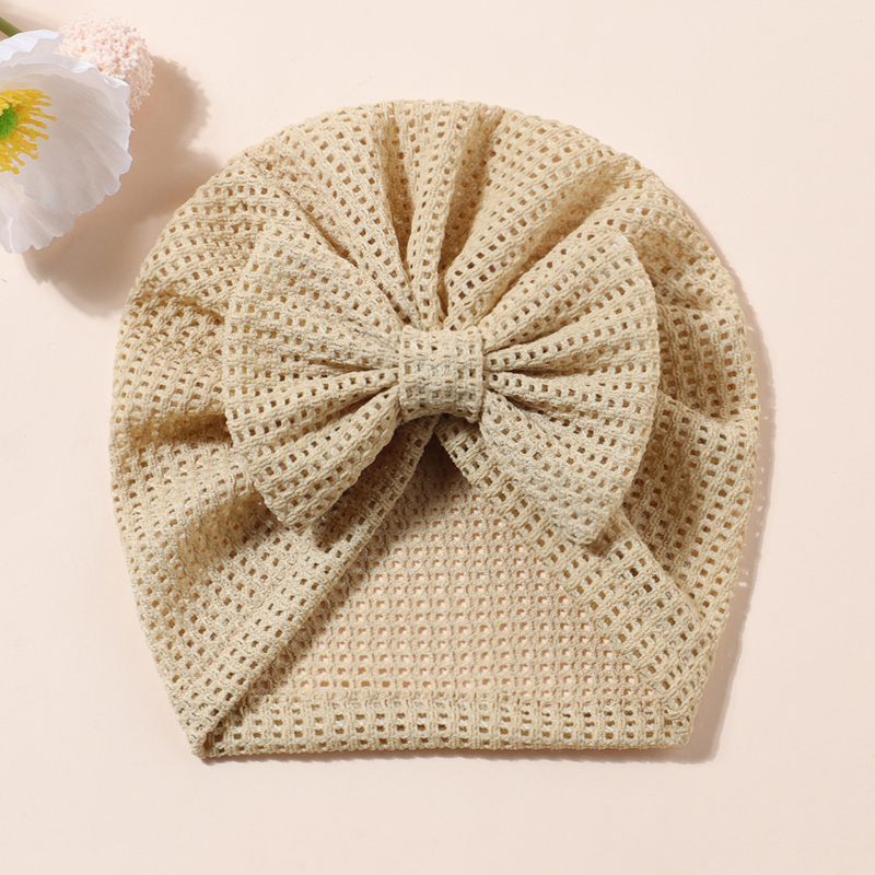 Baba bordázott kötött sapka masnival – poliéster, téli szezon, felső nélkül, légáteresztő napvédő sapka, friss és édes stílus