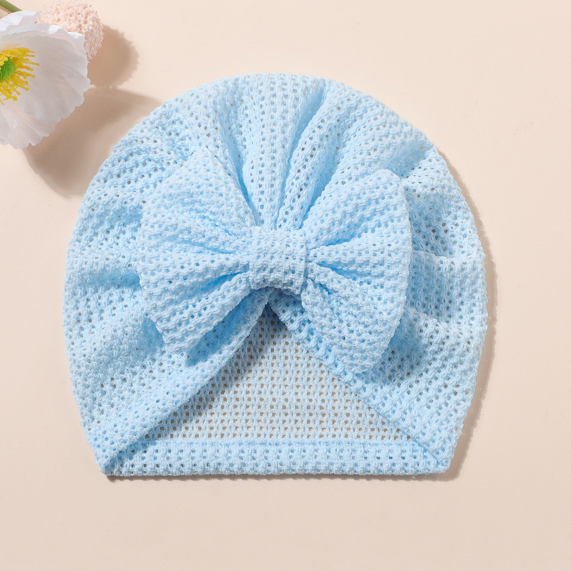 Baba bordázott kötött sapka masnival – poliéster, téli szezon, felső nélkül, légáteresztő napvédő sapka, friss és édes stílus