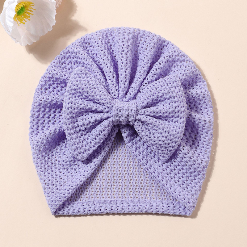 Baba bordázott kötött sapka masnival – poliéster, téli szezon, felső nélkül, légáteresztő napvédő sapka, friss és édes stílus