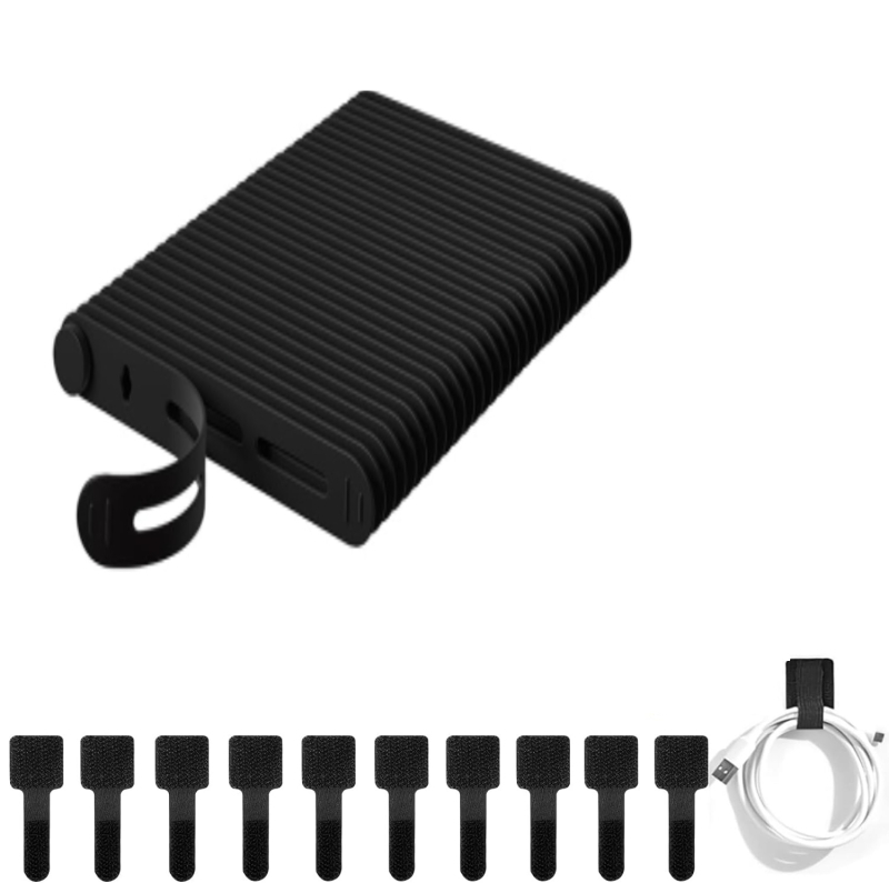 Kábeldoboz szervező asztali tároláshoz — szilikon + Velcro, asztali tárolás, befejező és porvédő berendezés