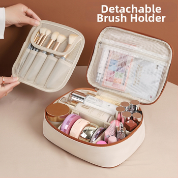 Τσαντάκι μακιγιάζ τετράγωνου σχήματος, PU υλικό, σφραγιζόμενο κλείσιμο, για ταξίδια, αποθήκευση μακιγιάζ
