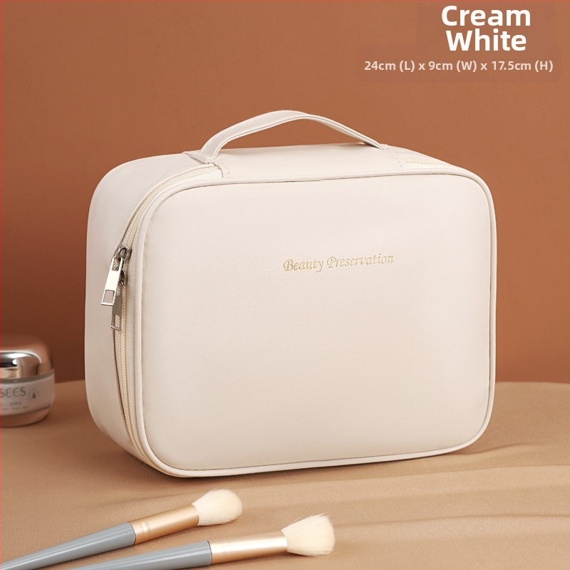 Козметична чанта с кубична форма, PU материал, запечатващо затваряне, за пътуване и съхранение на грим