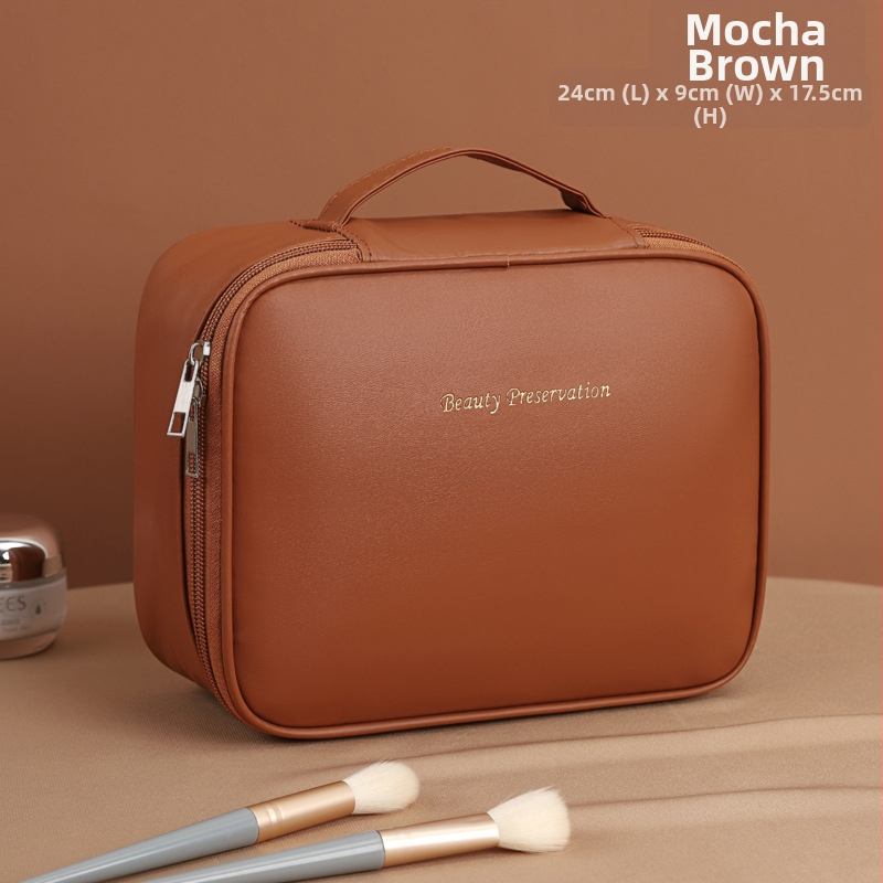 Козметична чанта с кубична форма, PU материал, запечатващо затваряне, за пътуване и съхранение на грим