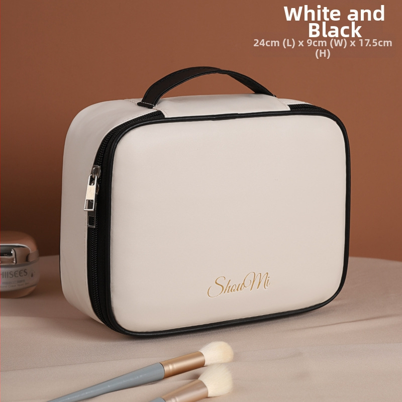 Козметична чанта с кубична форма, PU материал, запечатващо затваряне, за пътуване и съхранение на грим