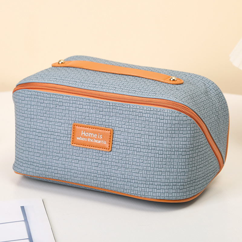 Geantă de cosmetică, din piele cu căptușeală din poliester, monocromă, stil street, rezistentă la uzură