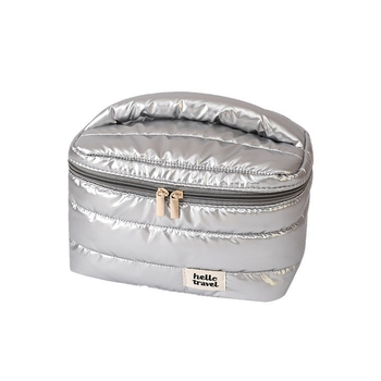 Happy Travel Τσαντάκι μακιγιάζ με περλέ λογότυπο και προσαρμοσμένο σχέδιο, πολυεστερικός οργανωτής μακιγιάζ για ταξίδια με μεγάλο χώρο αποθήκευσης