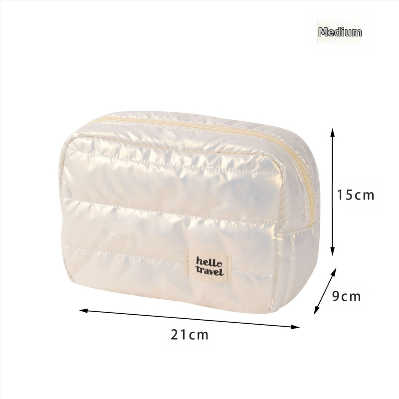 Happy Travel Τσαντάκι μακιγιάζ με περλέ λογότυπο και προσαρμοσμένο σχέδιο, πολυεστερικός οργανωτής μακιγιάζ για ταξίδια με μεγάλο χώρο αποθήκευσης