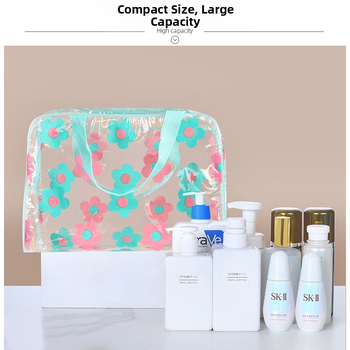 Διαφανές καλλυντικό τσαντάκι PVC με εκτύπωση, αδιάβροχο και φορητό, με μεγάλη χωρητικότητα για καλλυντικά και είδη περιποίησης – κατάλληλο για ταξίδια