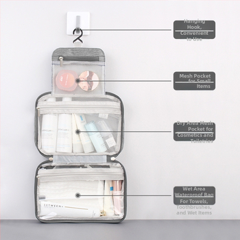 MAGPIE Τσάντα ταξιδιού για καλλυντικά με διαχωρισμό στεγνά-υγρά, αδιάβροχη, κυβικού σχήματος, κατιονικό υλικό, αποθήκευση καλλυντικών και προϊόντων περιποίησης δέρματος