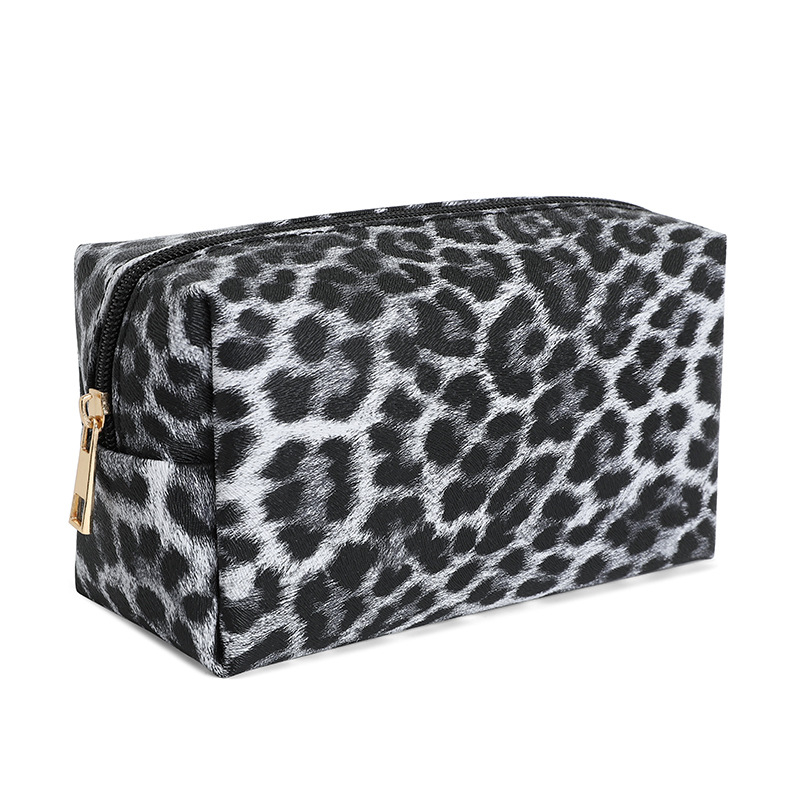 PU kozmetička torbica s leopardim uzorkom, velik kapacitet, podstava od poliestera, unisex.