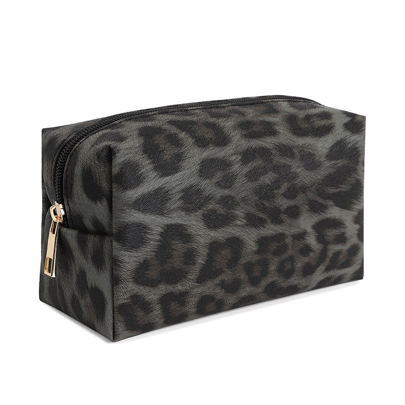 PU kozmetička torbica s leopardim uzorkom, velik kapacitet, podstava od poliestera, unisex.