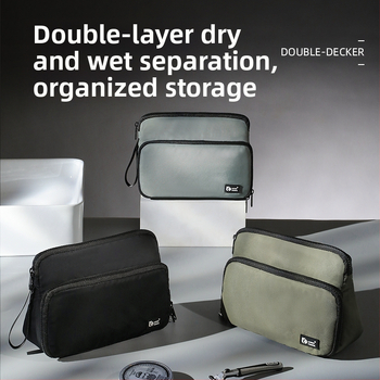 Мъжки несесер за тоалетни принадлежности със мокро/сухо разделение и водоустойчиво съхранение — преносим за пътуване