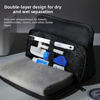 Мъжки несесер за тоалетни принадлежности със мокро/сухо разделение и водоустойчиво съхранение — преносим за пътуване