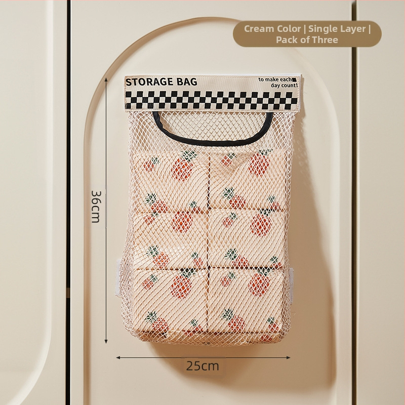 Sieninis virtuvės šiukšlių maišų laikymo organizatorius su groteliniu tinkleliu, spintelės durų laikymas, japoniškas stilius, logotipo spausdinimo galimybė