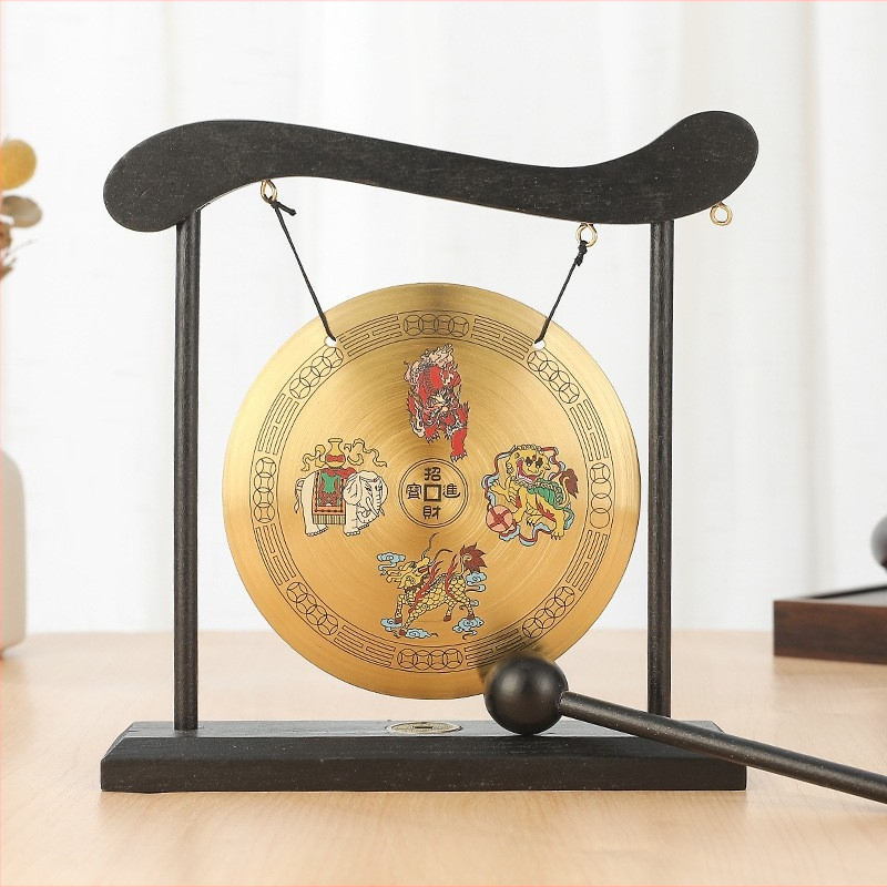 Χαλκός γκόνγκ διακοσμητικό Feng Shui με μοτίβο Bagua Baishou, κινεζικό στιλ μεταλλική τέχνη για οικιακή διακόσμηση