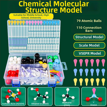 Молекулен модел на структурата, топка-пръчка модел, демонстративно учебно помагало за органични молекули в кристална форма, пластмаса, 540 g