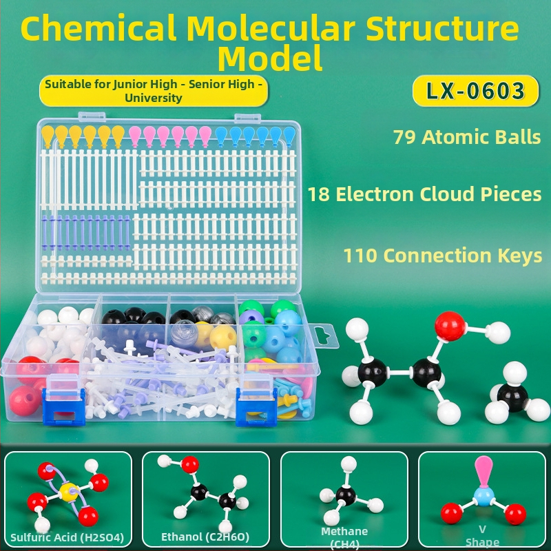 Молекулен модел на структурата, топка-пръчка модел, демонстративно учебно помагало за органични молекули в кристална форма, пластмаса, 540 g