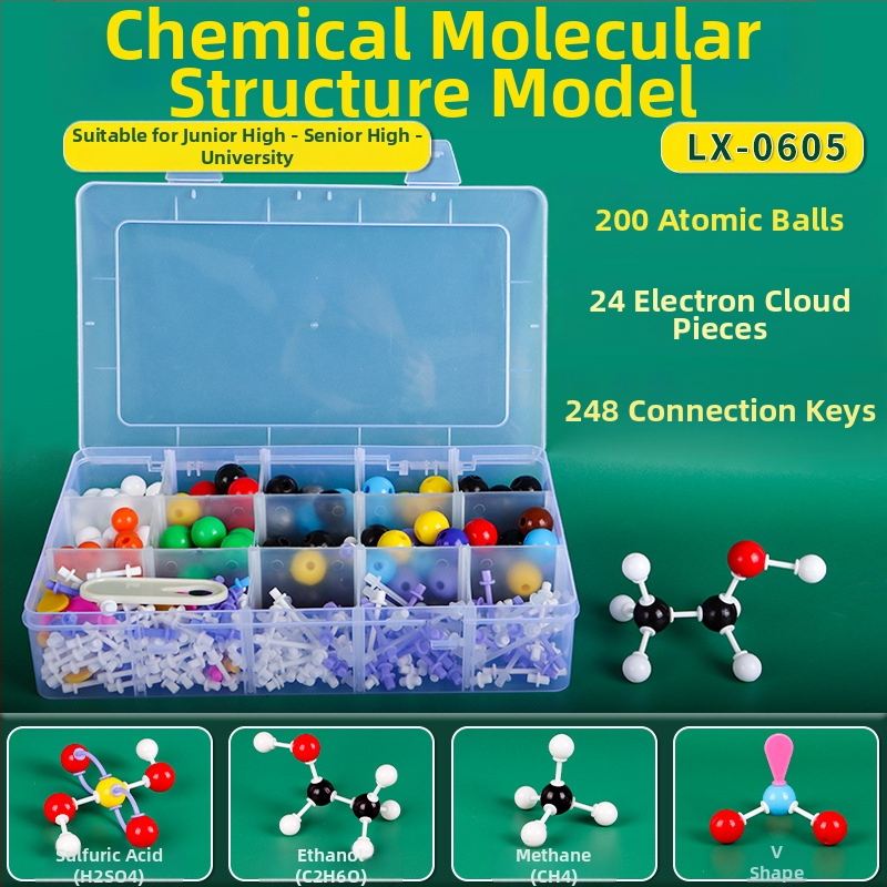 Молекулен модел на структурата, топка-пръчка модел, демонстративно учебно помагало за органични молекули в кристална форма, пластмаса, 540 g