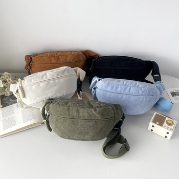 Corduroy ženska Chest Bag – gradski minimalizam, zatvarač, podstava od poliester, unutarnja džep za telefon, unutarnji patch džep, proljeće 2025