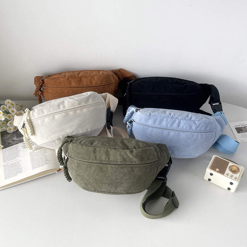 Corduroy ženska Chest Bag – gradski minimalizam, zatvarač, podstava od poliester, unutarnja džep za telefon, unutarnji patch džep, proljeće 2025