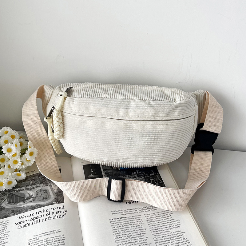 Corduroy ženska Chest Bag – gradski minimalizam, zatvarač, podstava od poliester, unutarnja džep za telefon, unutarnji patch džep, proljeće 2025