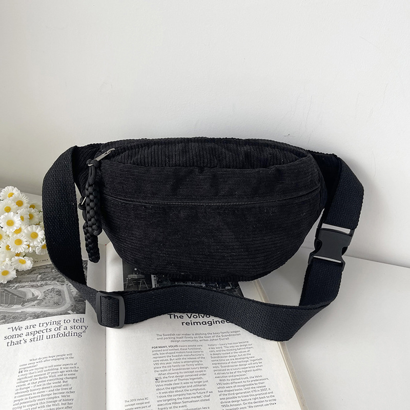 Corduroy ženska Chest Bag – gradski minimalizam, zatvarač, podstava od poliester, unutarnja džep za telefon, unutarnji patch džep, proljeće 2025