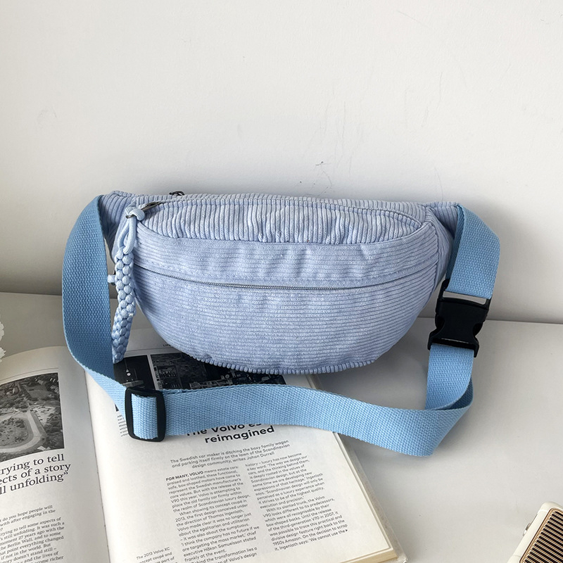 Corduroy ženska Chest Bag – gradski minimalizam, zatvarač, podstava od poliester, unutarnja džep za telefon, unutarnji patch džep, proljeće 2025