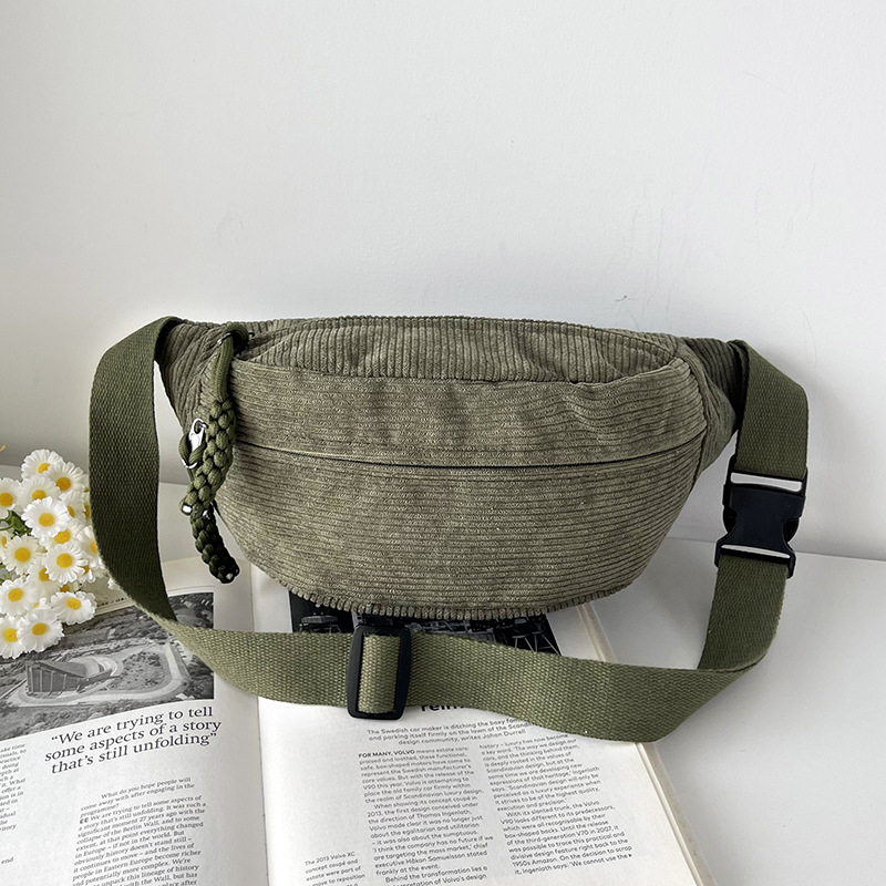 Corduroy ženska Chest Bag – gradski minimalizam, zatvarač, podstava od poliester, unutarnja džep za telefon, unutarnji patch džep, proljeće 2025