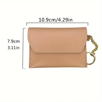 Γυναικεία θήκη καρτών και νομισμάτων PU δέρματος - Μίνι τσαντάκι ταξιδιού για ID, Αστικός μινιμαλισμός, Μονόχρωμο σχέδιο, Πολυεστερική επένδυση, Προστασία από κλοπή, Hoshino