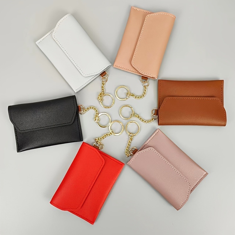 Hoshino női PU bőr kártyatartó és érmés pénztárca - Mini utazási ID táska, városi egyszerű stílus, egyszínű, poliészter bélés, lopás elleni védelem