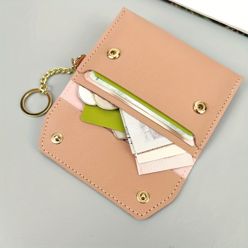 Hoshino női PU bőr kártyatartó és érmés pénztárca - Mini utazási ID táska, városi egyszerű stílus, egyszínű, poliészter bélés, lopás elleni védelem