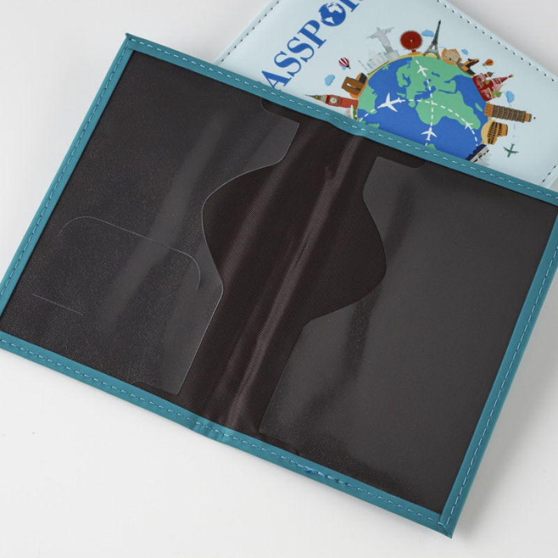 Husă de pașaport - Piele PU personalizabilă, multifuncțională cu litere imprimate colorate (Material: Piele PU; Tip: Simplu; Piese: 2)