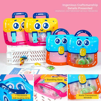 Чантичка за закуски с цип, мил карикатурен дизайн, подаръчна чанта, ръчно рисуван стил, персонализирана опаковка