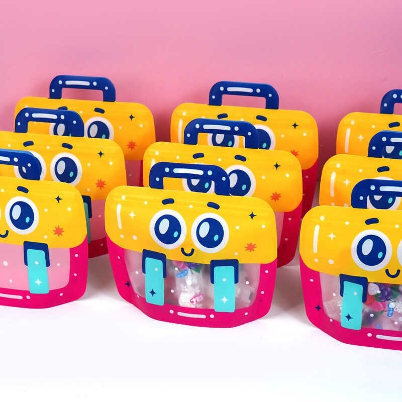 Чантичка за закуски с цип, мил карикатурен дизайн, подаръчна чанта, ръчно рисуван стил, персонализирана опаковка