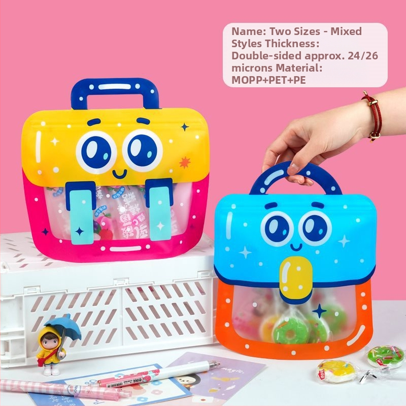 Чантичка за закуски с цип, мил карикатурен дизайн, подаръчна чанта, ръчно рисуван стил, персонализирана опаковка