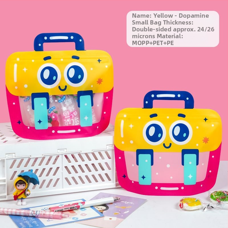 Чантичка за закуски с цип, мил карикатурен дизайн, подаръчна чанта, ръчно рисуван стил, персонализирана опаковка