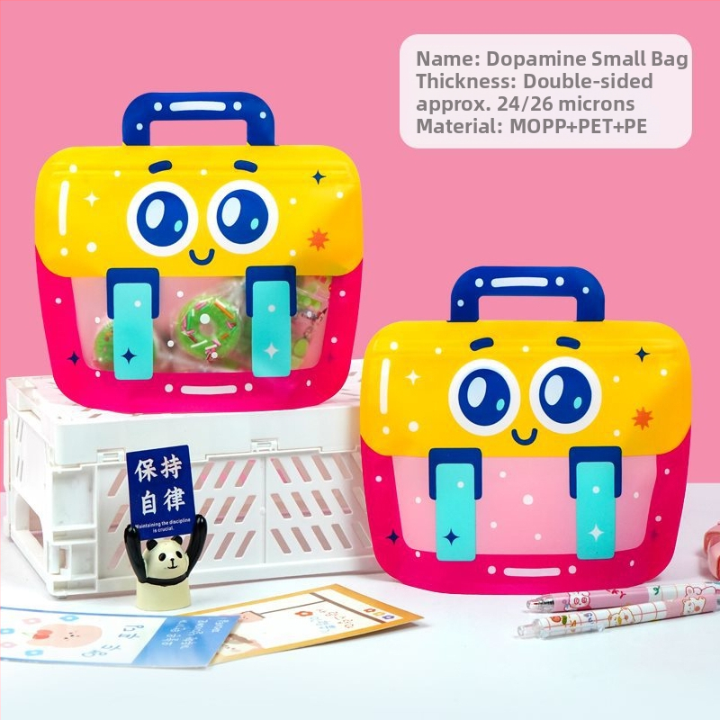 Чантичка за закуски с цип, мил карикатурен дизайн, подаръчна чанта, ръчно рисуван стил, персонализирана опаковка