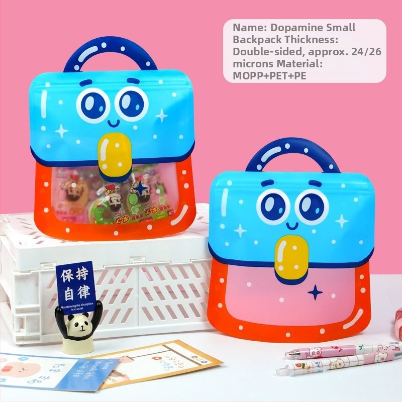 Чантичка за закуски с цип, мил карикатурен дизайн, подаръчна чанта, ръчно рисуван стил, персонализирана опаковка