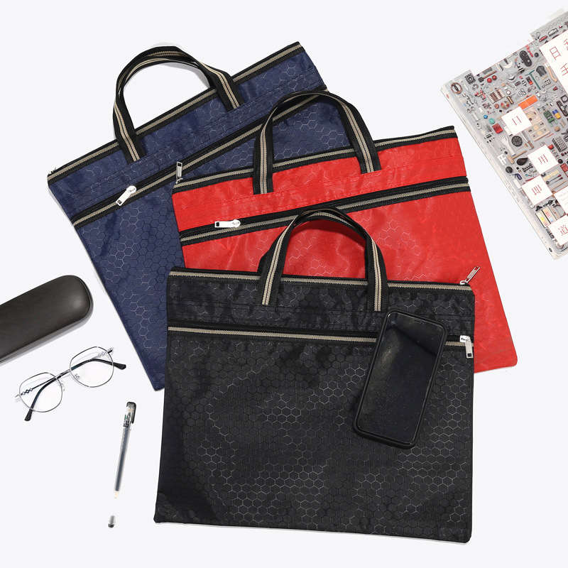 Водоустойчива чанта за документи от оксфордска материя, двойно отделение, цип, за офисни файлове и срещи