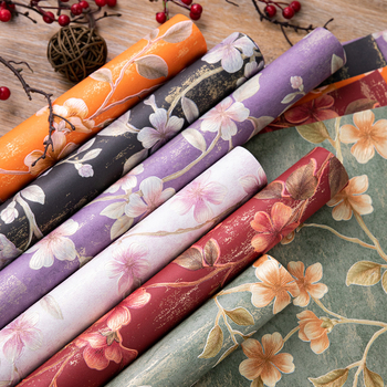 Опаковъчна хартия за подаръци с релефни флорални мотиви в ретро стил, специална хартия; толеранс ±2 см; подаръчна опаковка